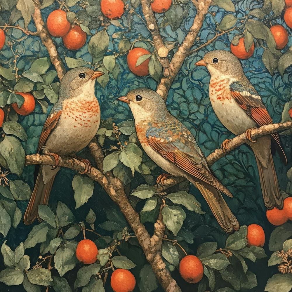 Three Birds In A Tree Art 1