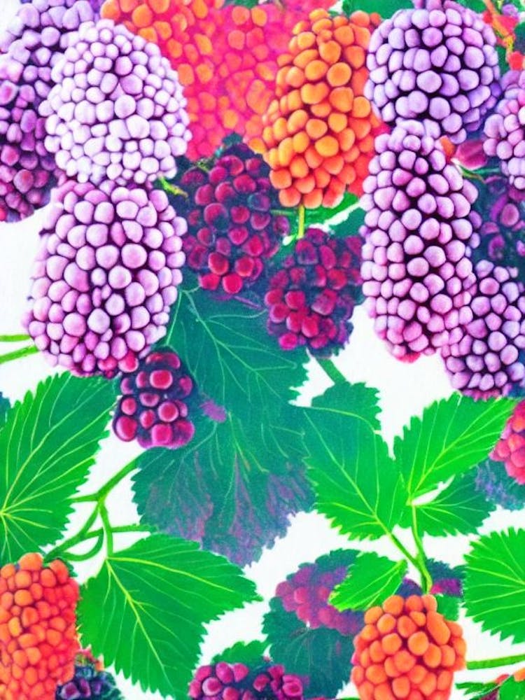 Loganberry Risograph Retro Poster Fruit