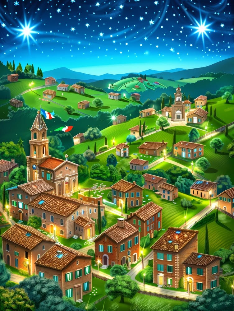 Village de Noël la nuit