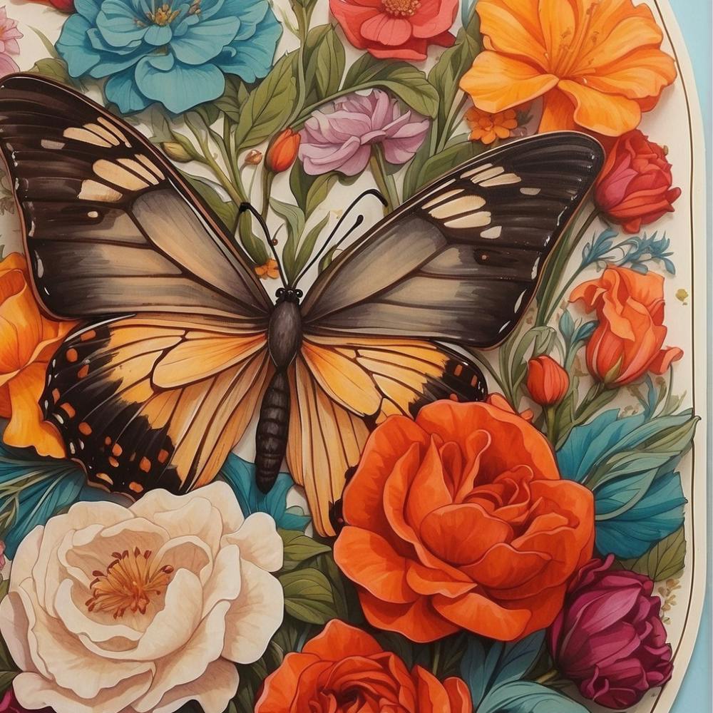 Schmetterling und Rosen