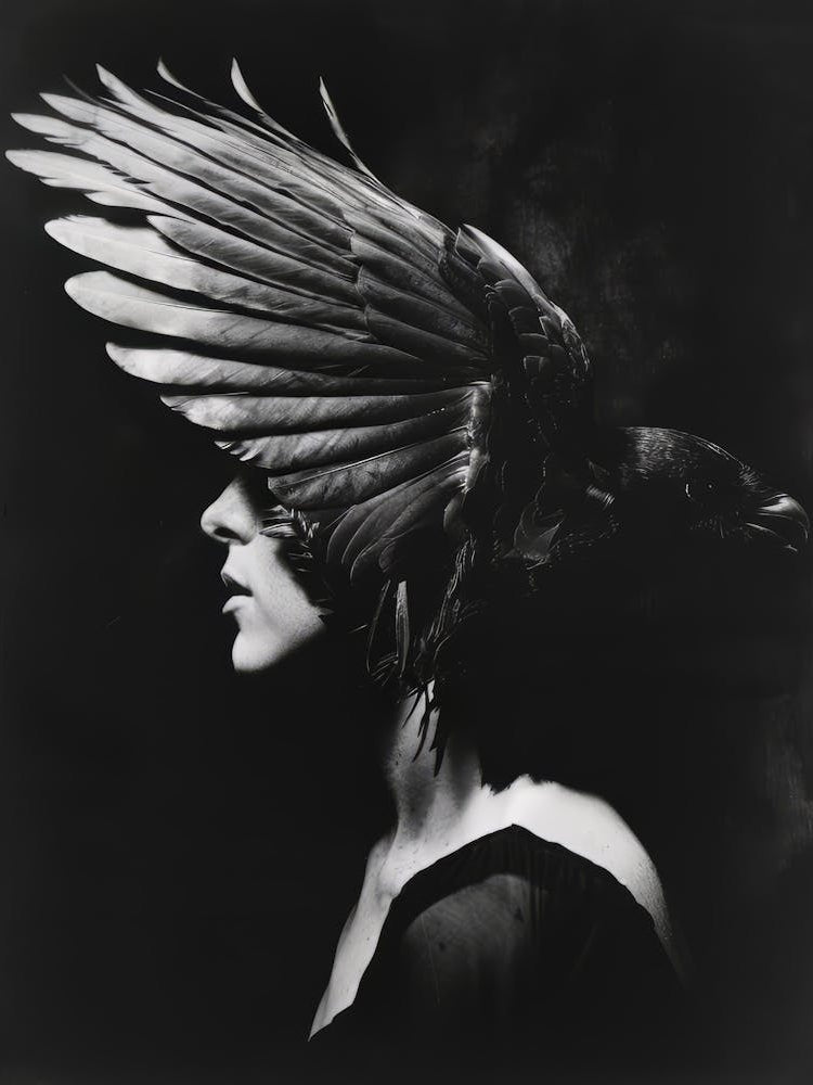 BW Portrait with Crow