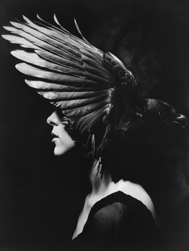 BW Portrait with Crow