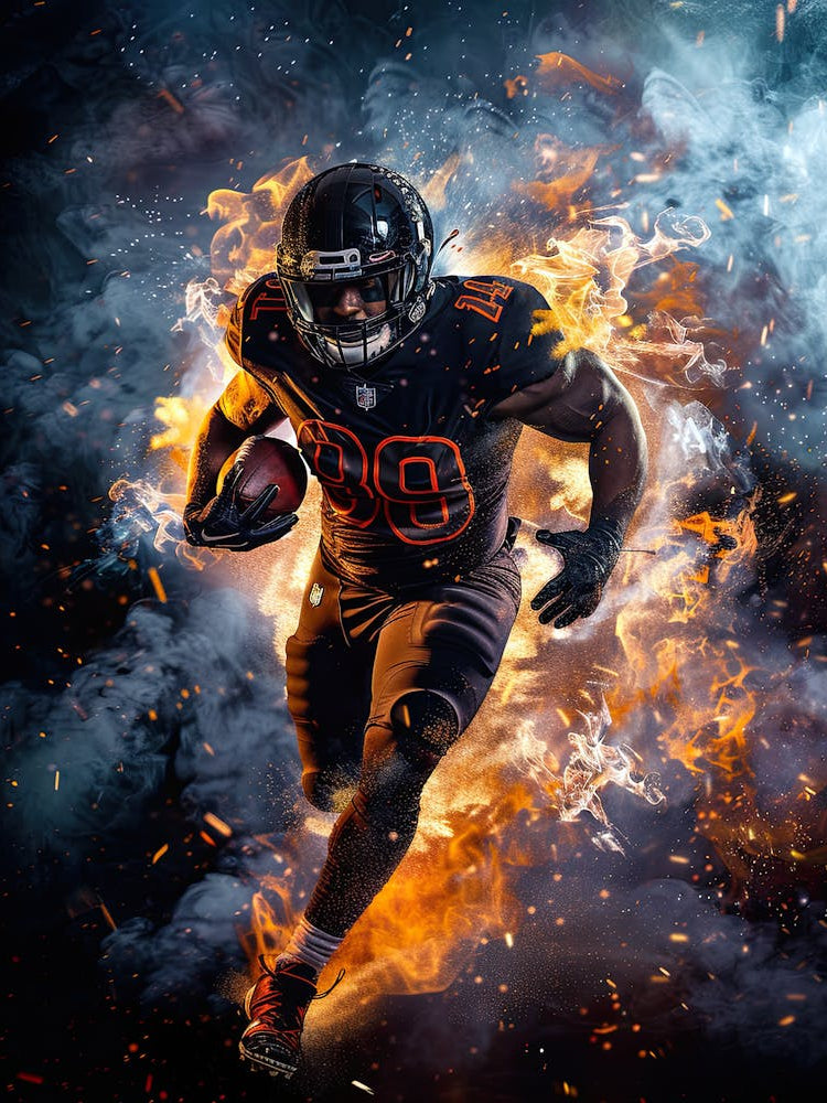 Football Player In Fire