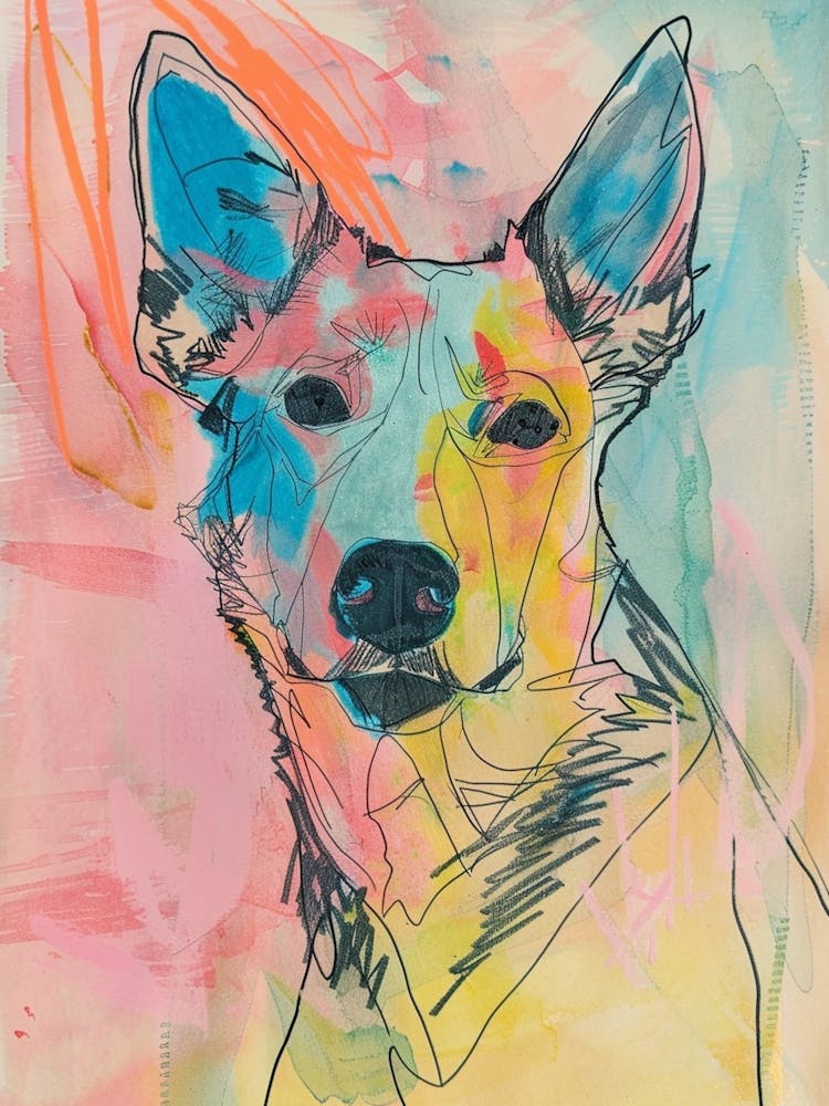 Bunter Hund Abstrakt Linien Illustration 1