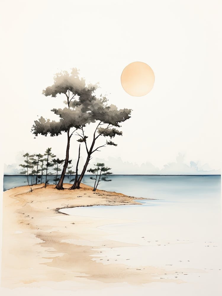 Watercolour Of Zlatni Rat (Golden Horn Beach)   Brac Island Croatia 0