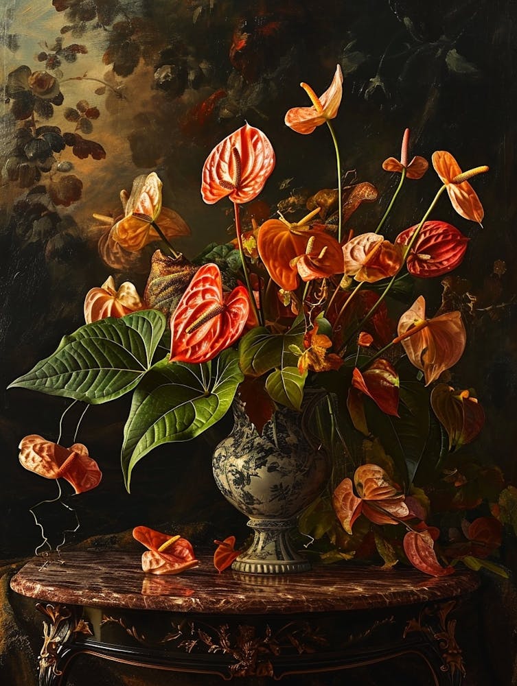 Nature Morte Florale Baroque Fleur de Flamant Rose 3