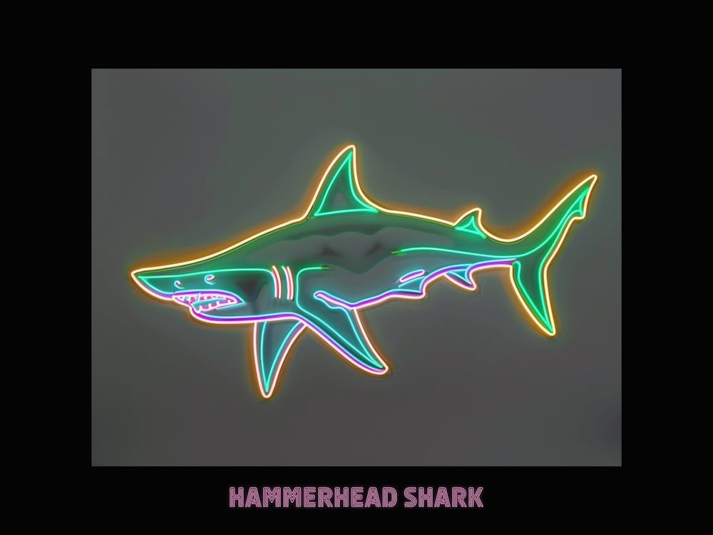 Grün Rosa Gekerbter Hammerhai Neon Hai Poster 2