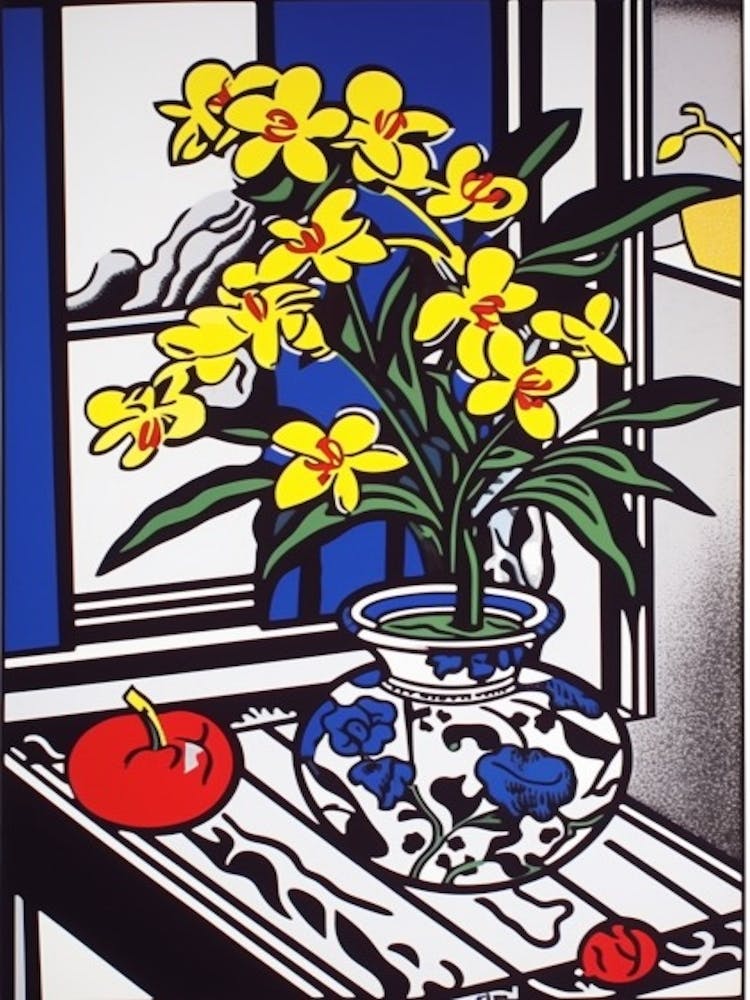Orchids Flower Still Life  3 Pop Art Style