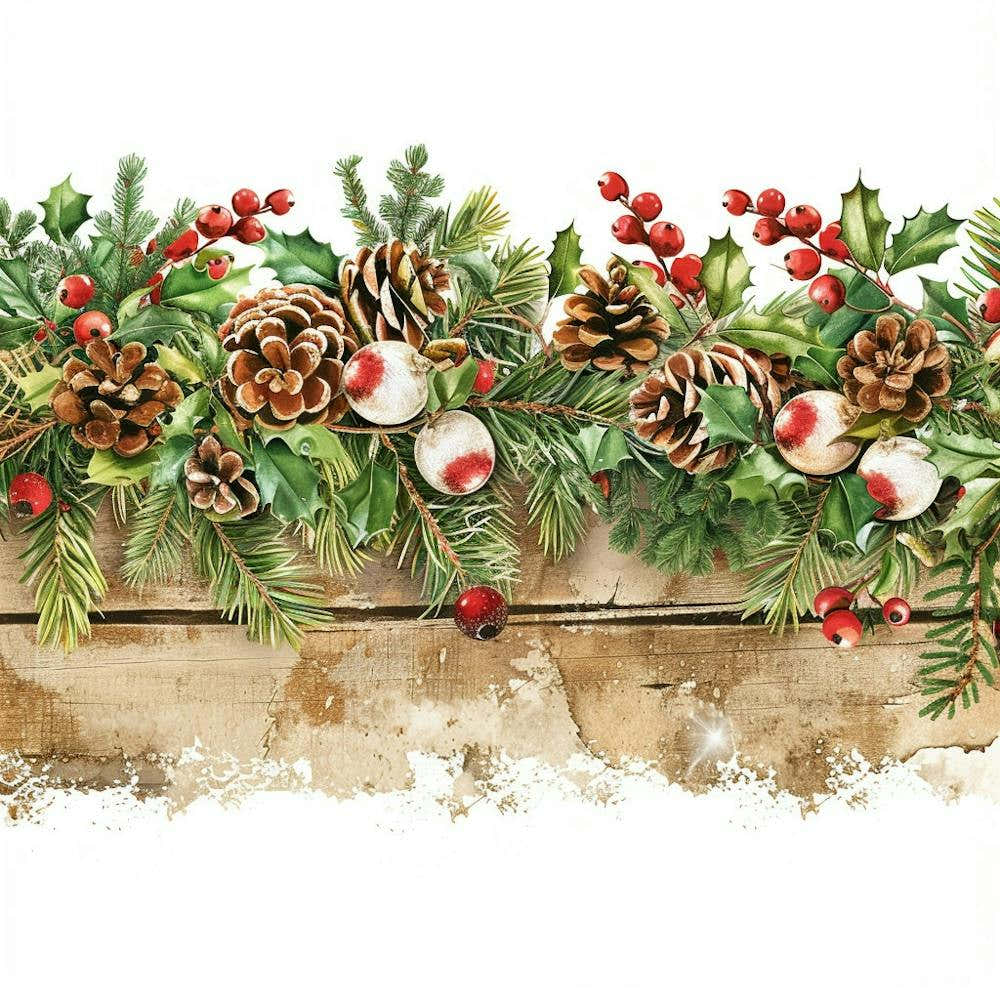 Yule Inspired Banner Texture With Mistletoe 2