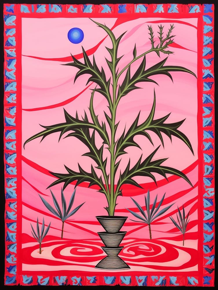 Pink And Red Plant Illustration Dracaena 2