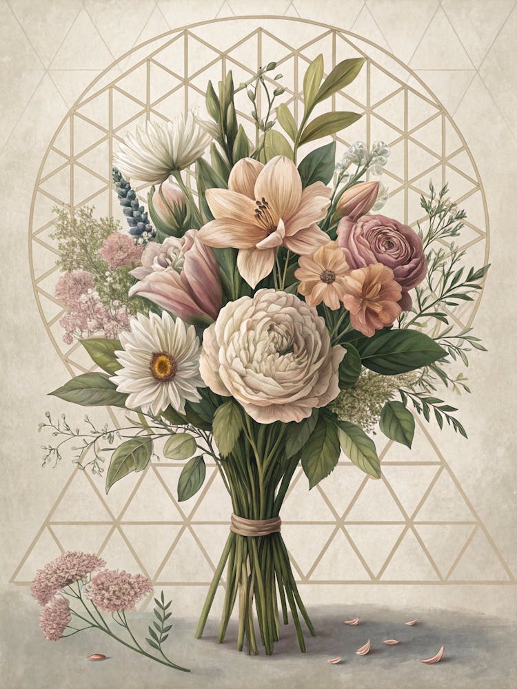 Oil Painting Style Neutral Toned Bouquet