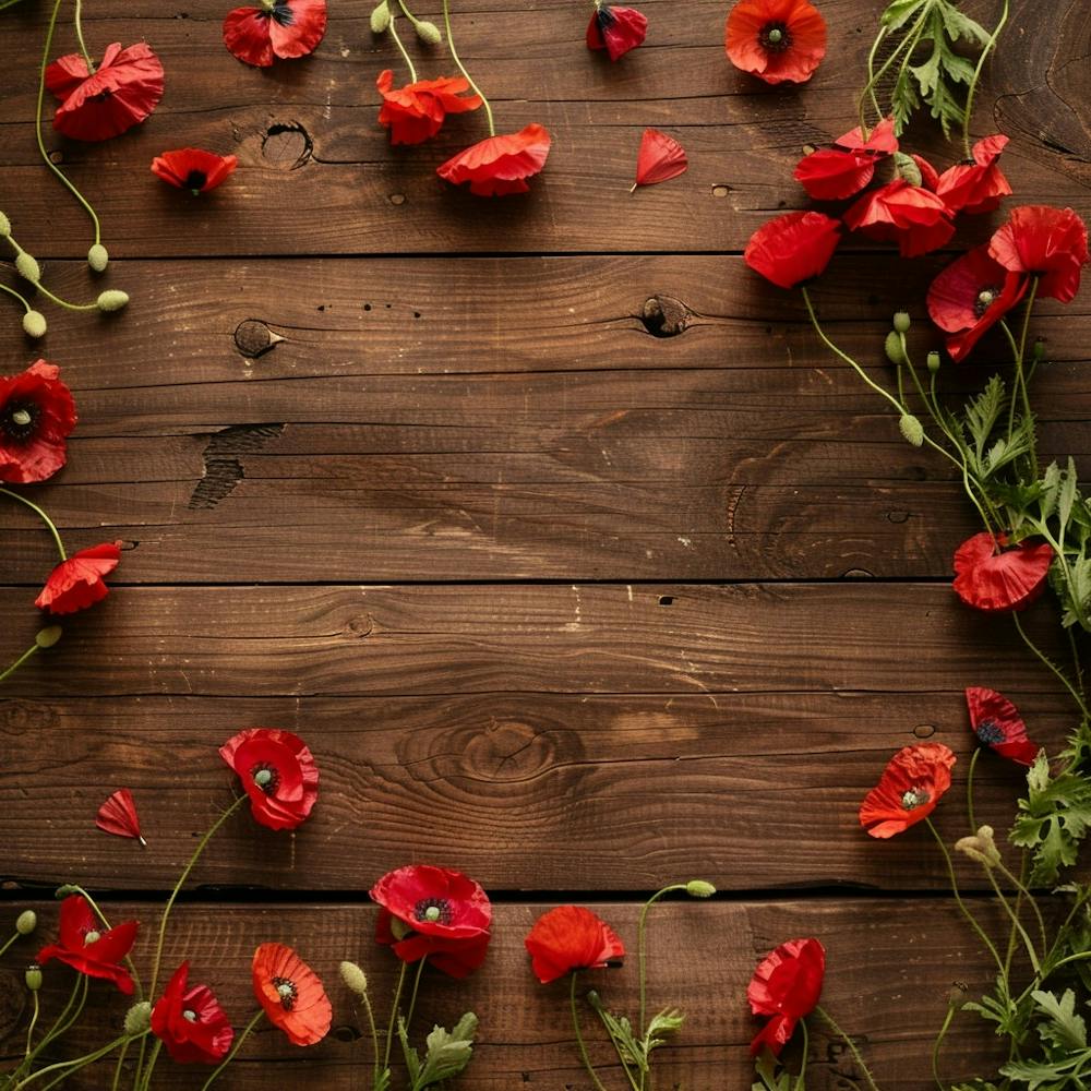 Anzac Day Wooden Table From Above Banner Texture 17