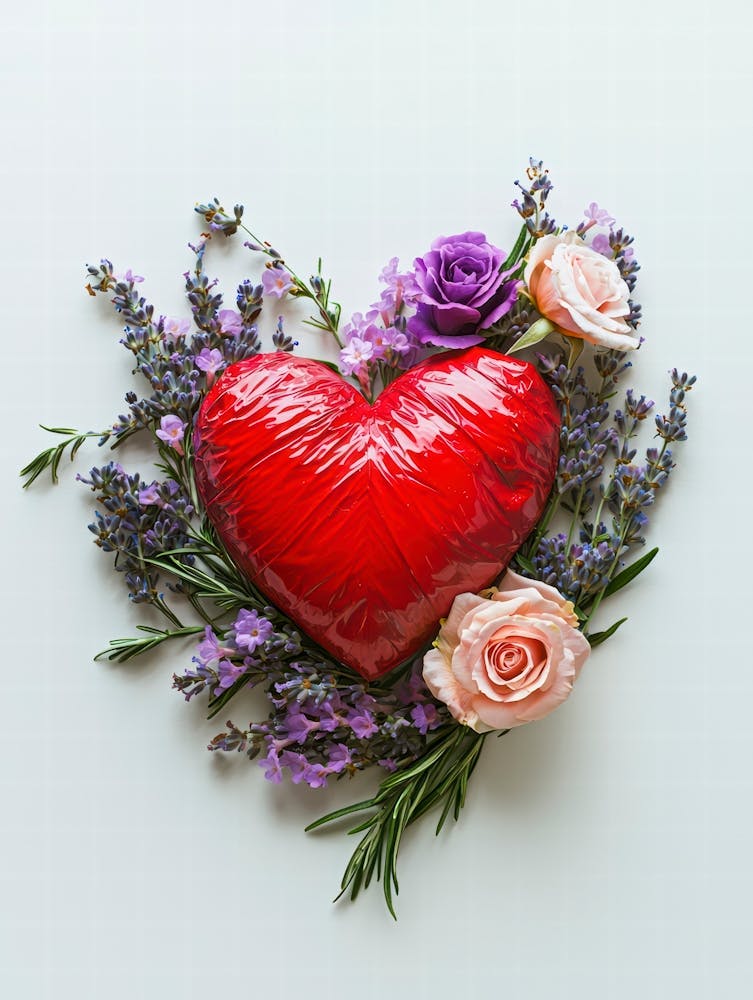 Herz mit Lavendel und Rosen