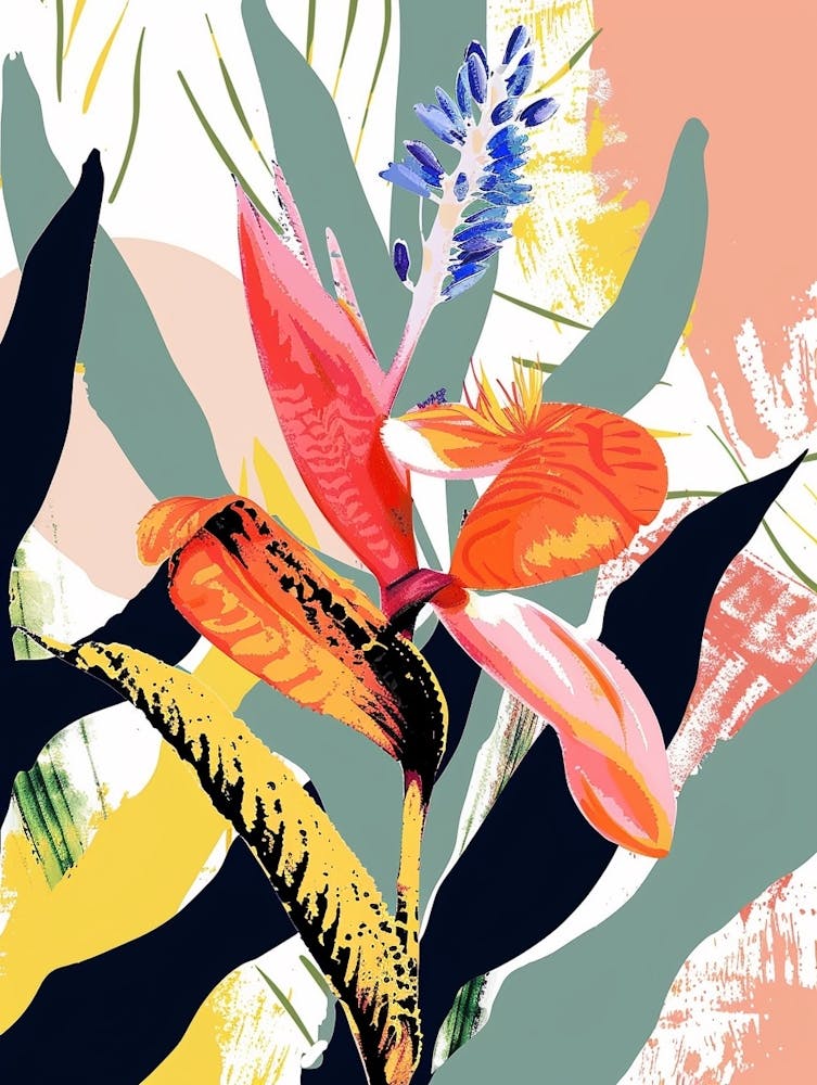 Colourful Flower Illustration Heliconia 4