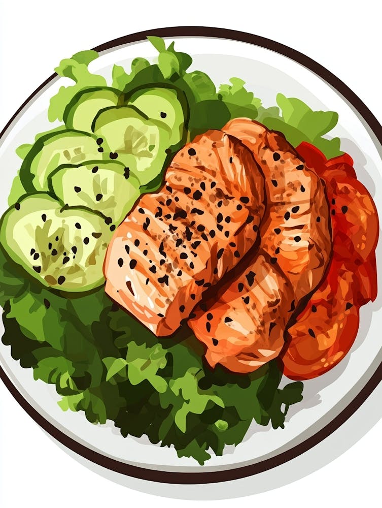 Salmon On A Plate Art