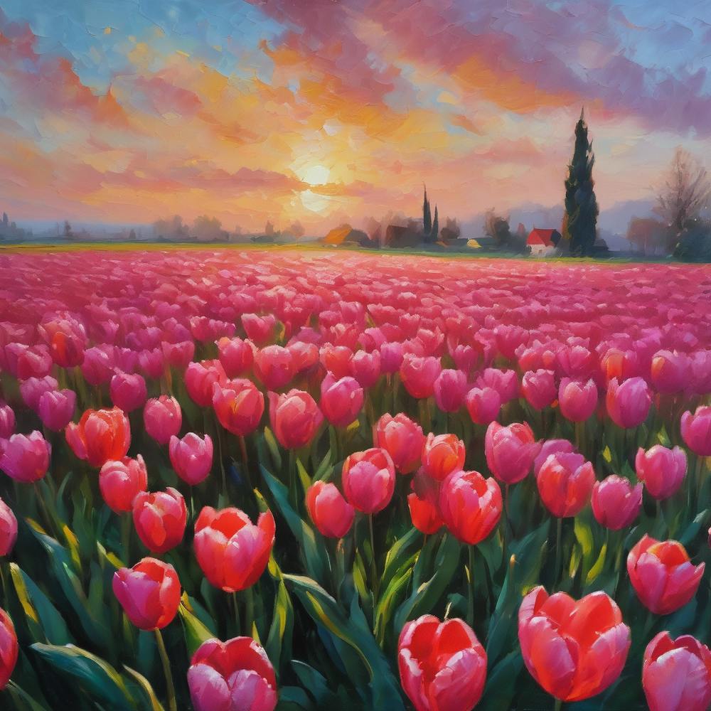 Sunrise on Tulip Fields