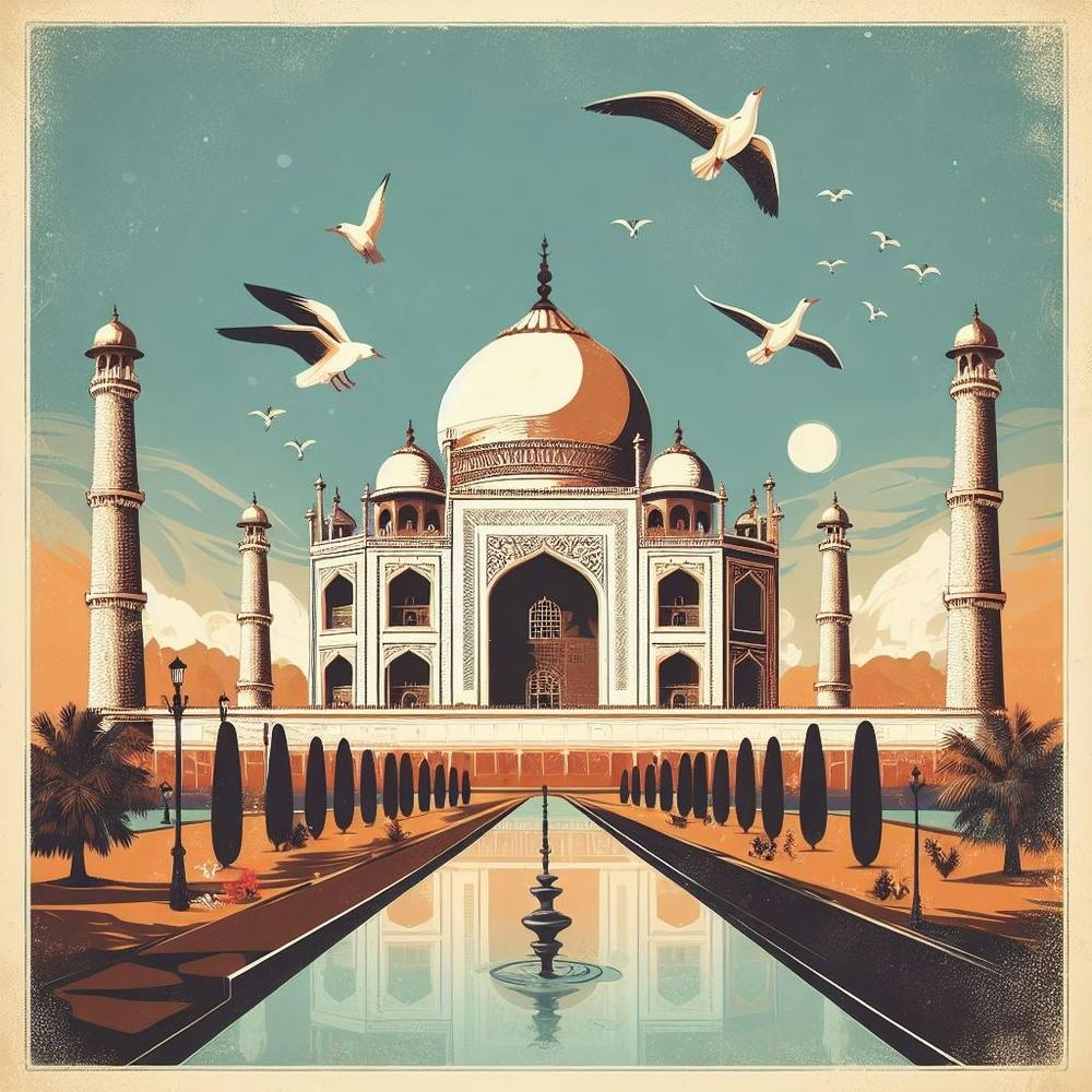 Taj Mahal travel poster wall art print