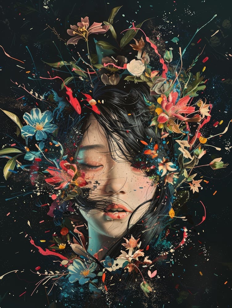 Woman With Flowers On Her Head 15