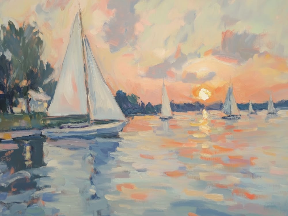 Sailboats At Sunset