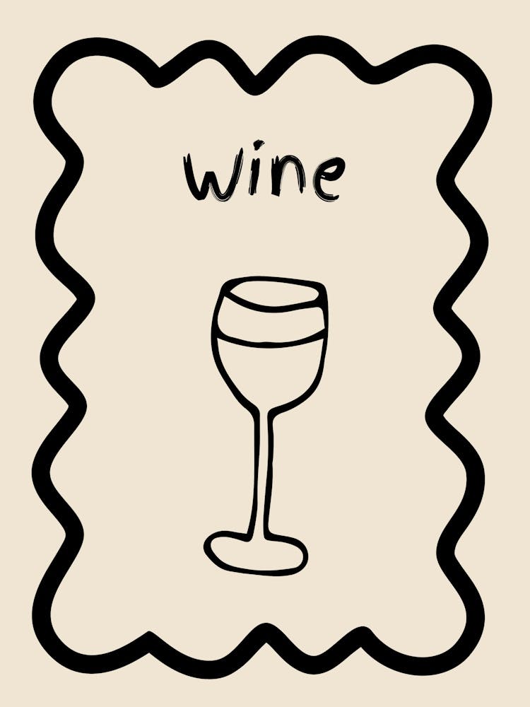 Wine Doodle Poster B&W