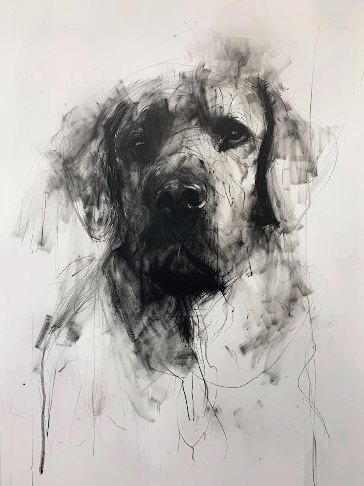 Kuvasz Dog Charcoal Line 2