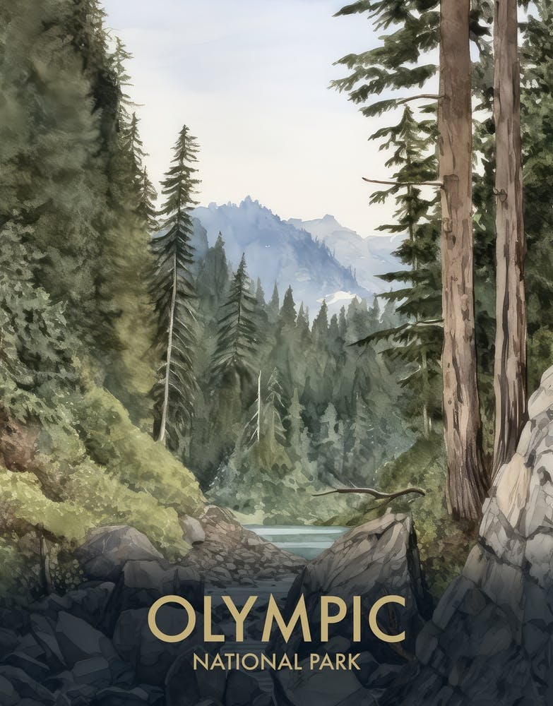 Olympic National Park Vintage Travel Poster 5