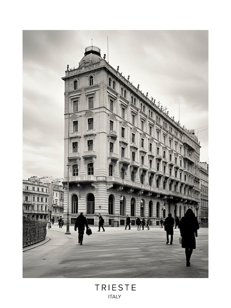 Poster Of Trieste, Italy, Black And White Analogue Photography 2