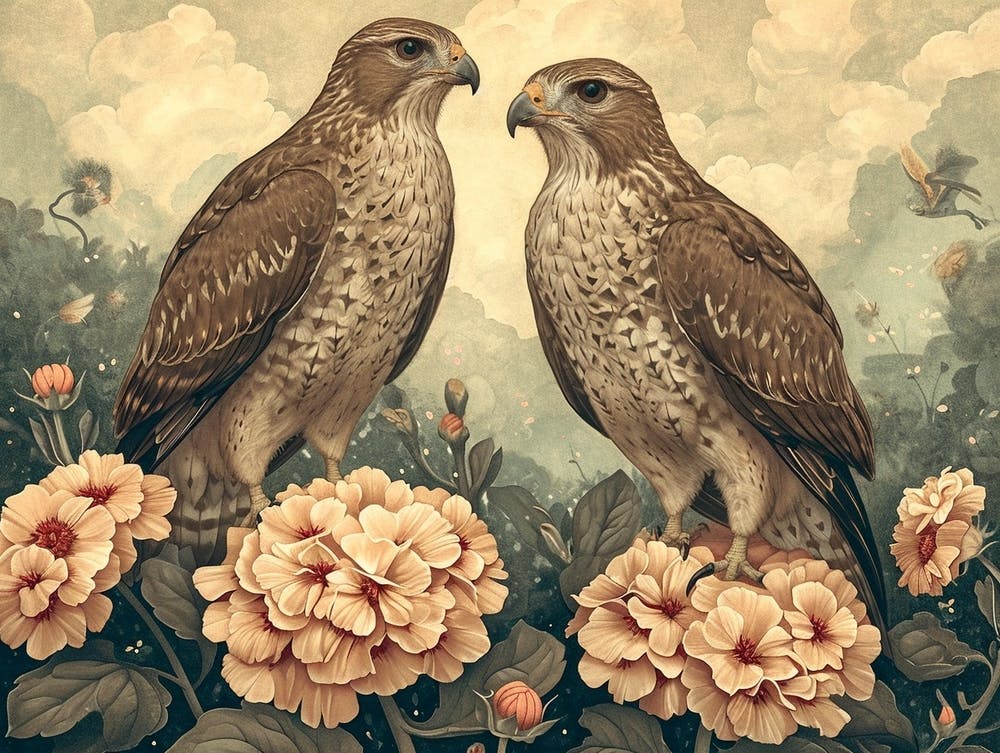 Blumen Tier Illustration Falke 2