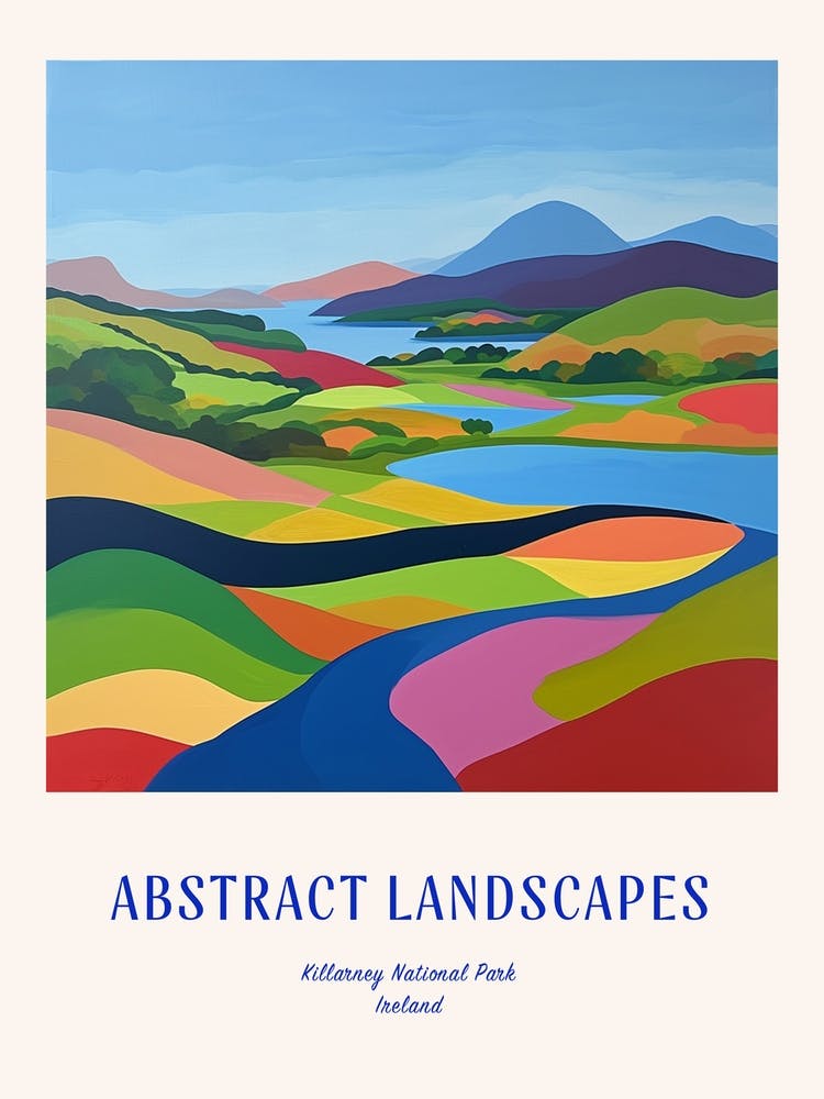 Colourful Abstract Killarney National Park Ireland 1 Poster Blue