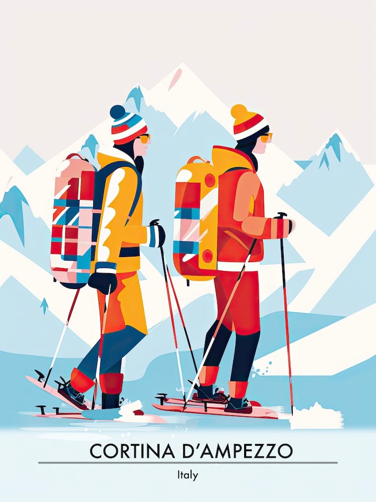 Cortina D Ampezzo   Italy, Ski Resort Poster Illustration 3
