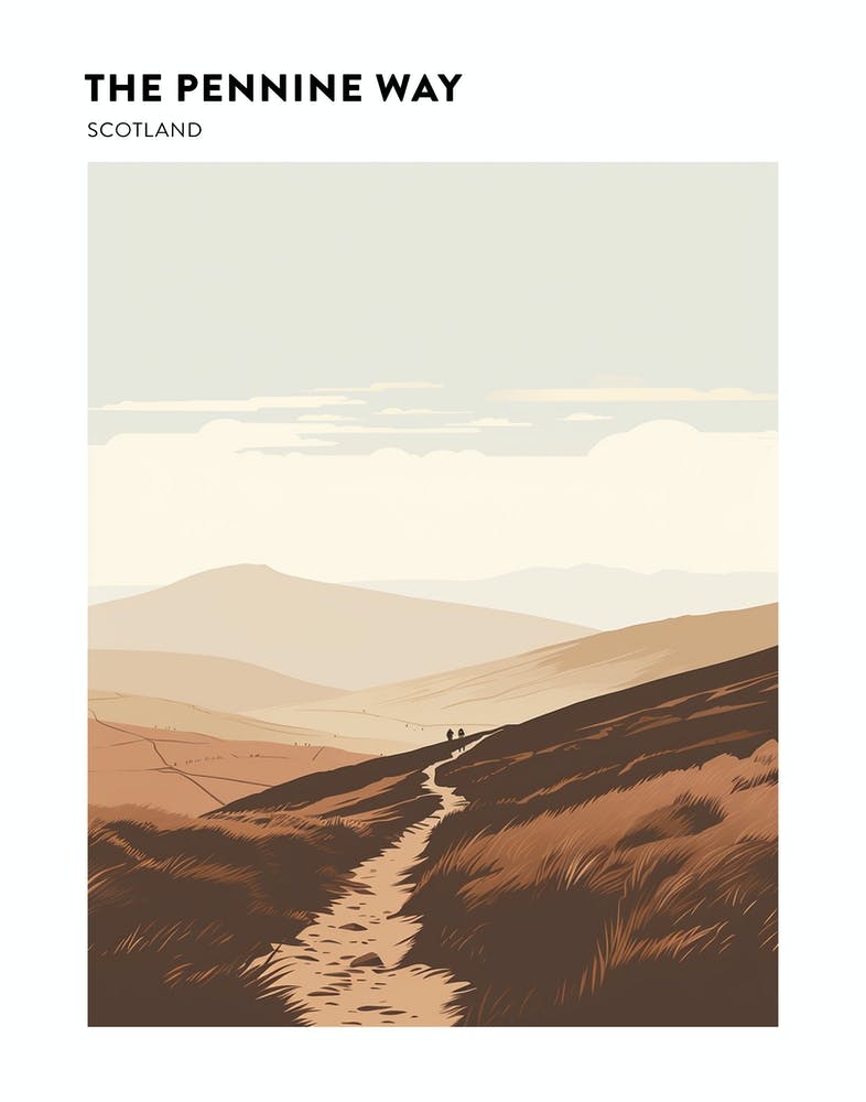 The Pennine Way Scotland 1 Hiking Trail Landscape Poster