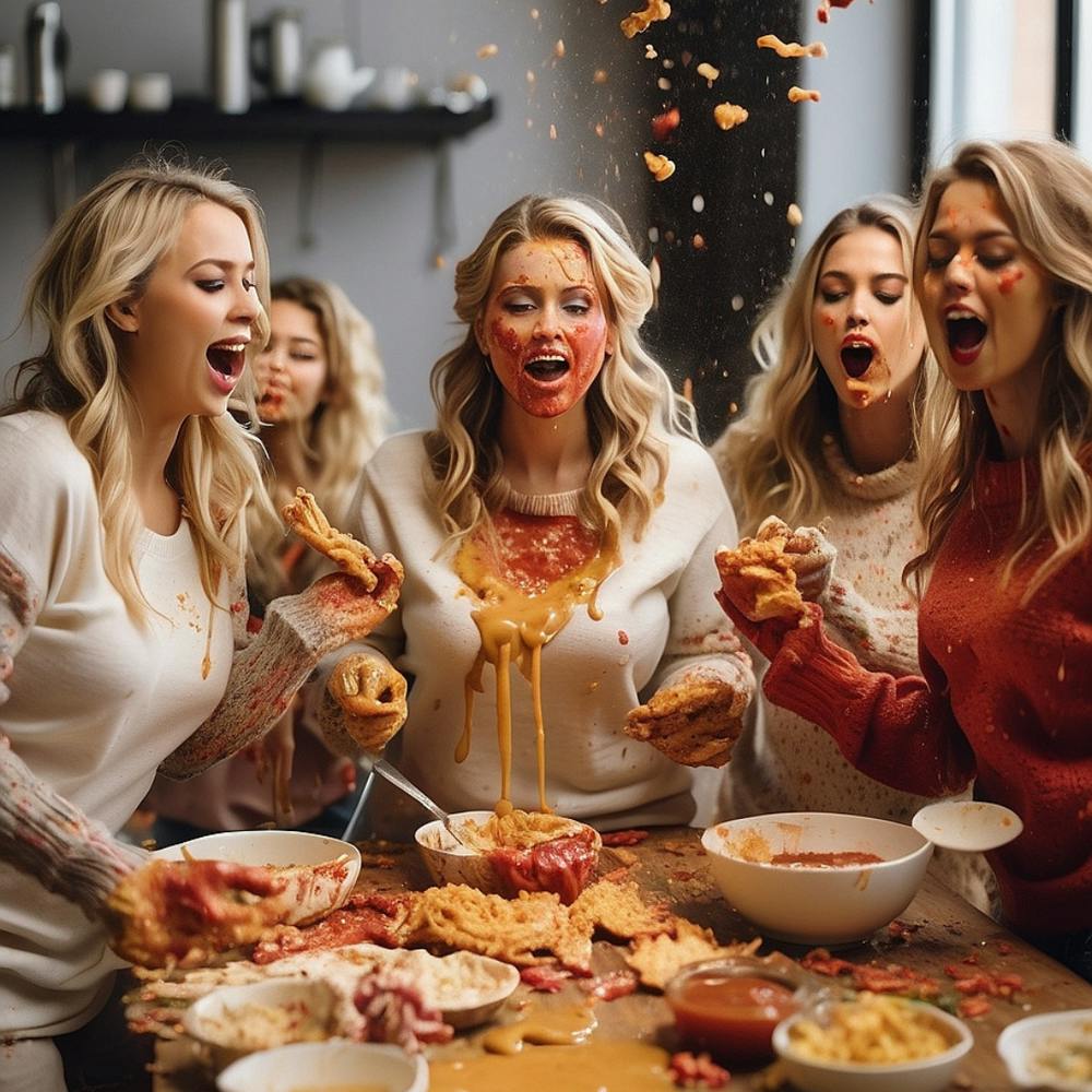 Group Of Women Eating Pizza