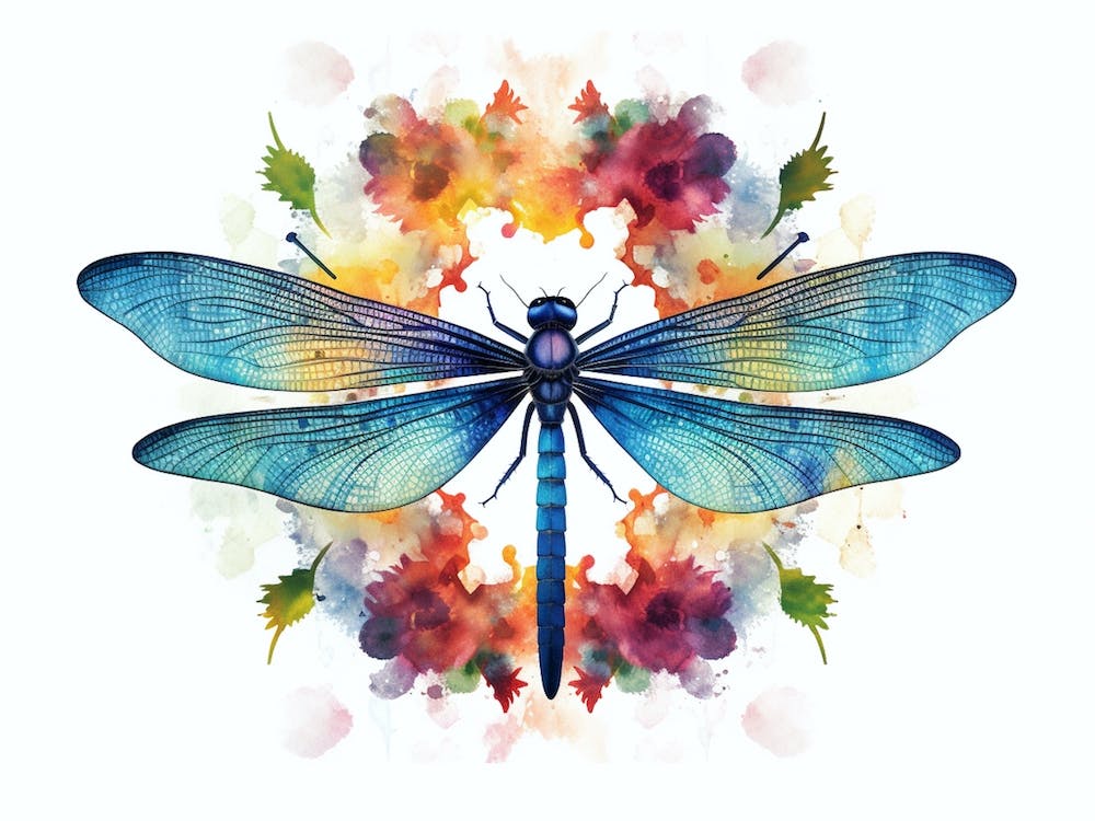 Dragonfly Botanical Illustration Watercolour