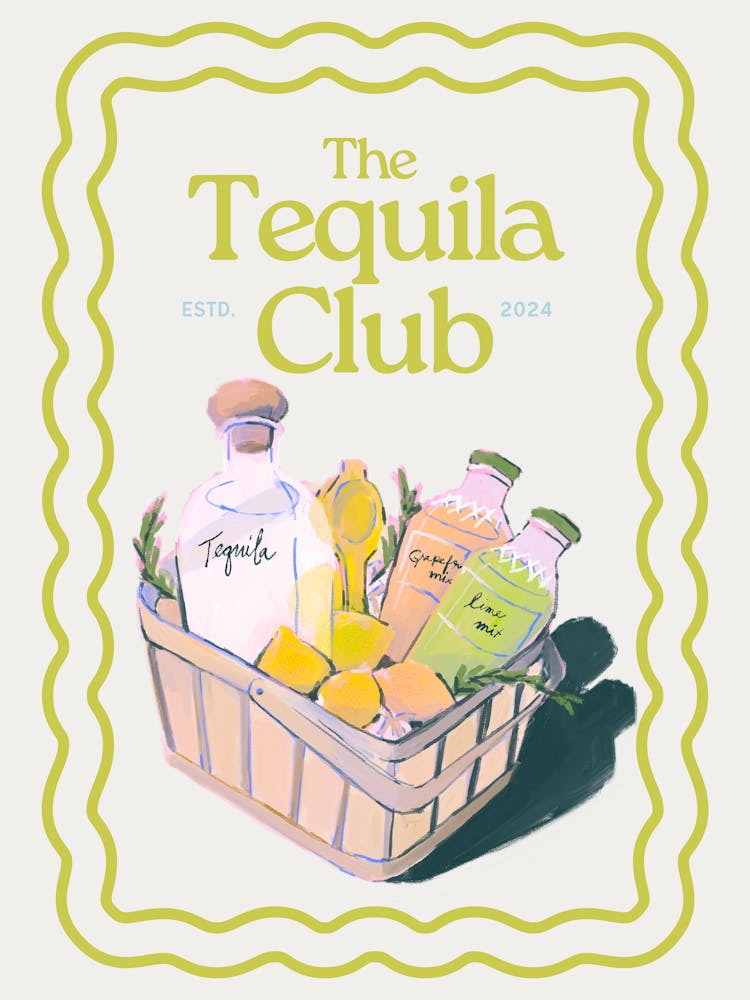 The Tequila Club | Trendy Bar Cart Print