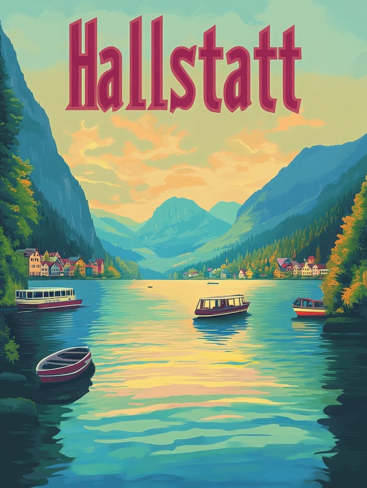 Aihrgdesign A 1970s Inspired Travel Poster For Hallstatt 1