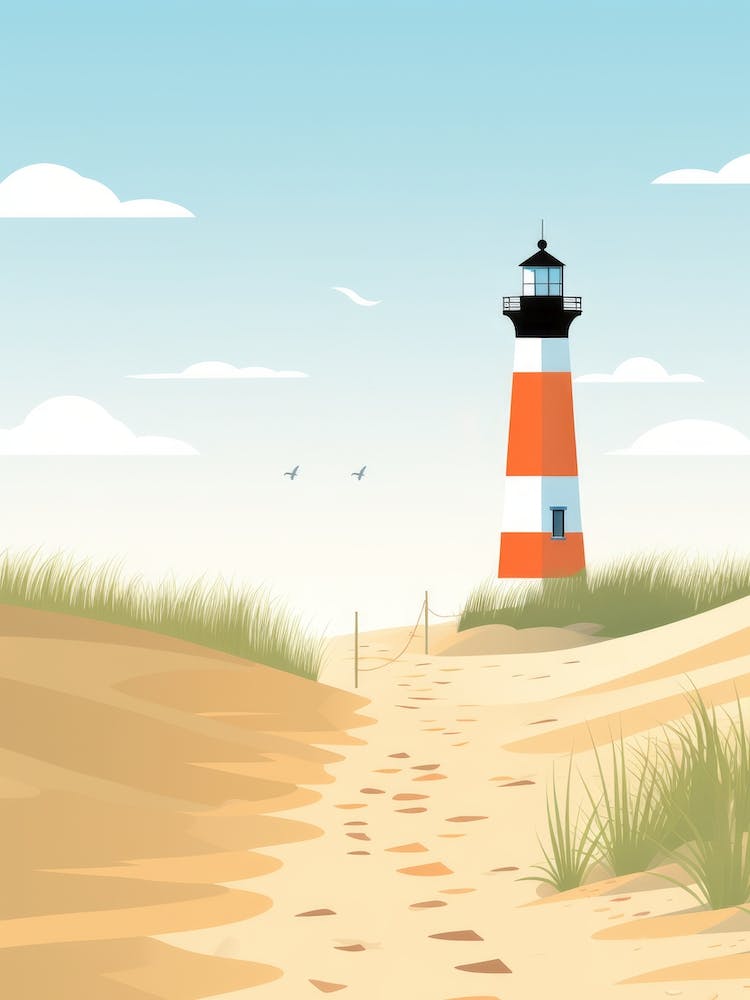 Baltic Sea And North Sea, Minimalist Ocean and Beach Retro Landscape Travel Poster Set #8