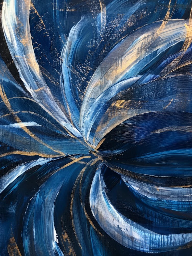Blue And Gold Abstract Painting 16