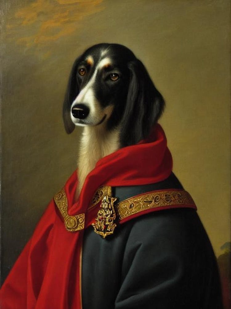 Saluki Renaissance Portrait Oil Painting