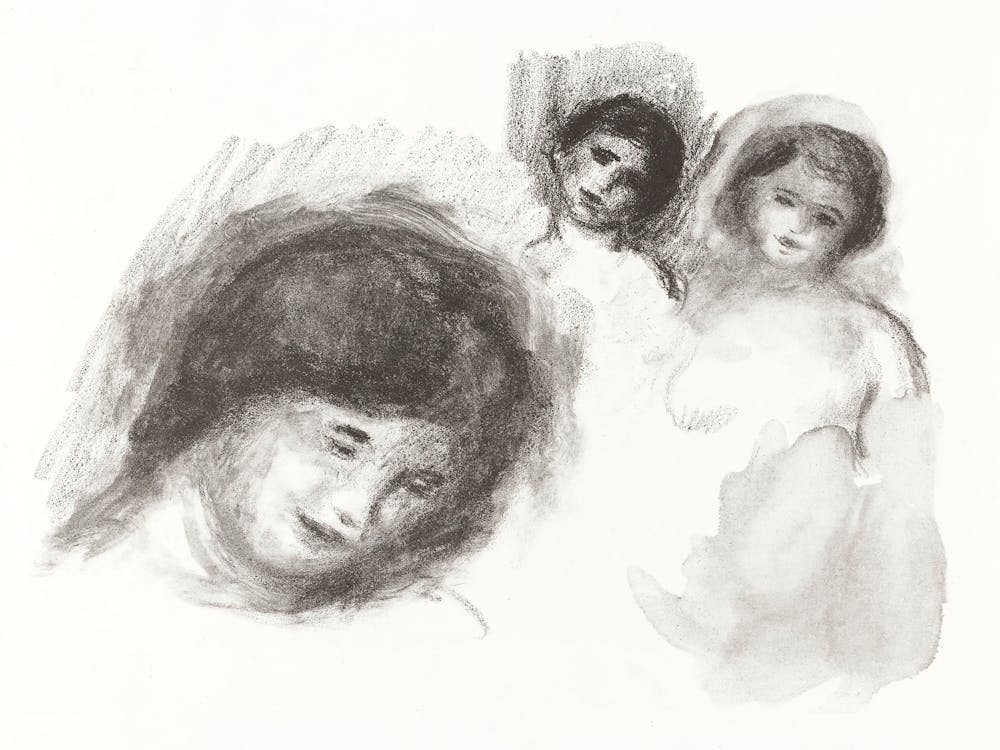 Stone With Three Sketches (1904), Pierre Auguste Renoir