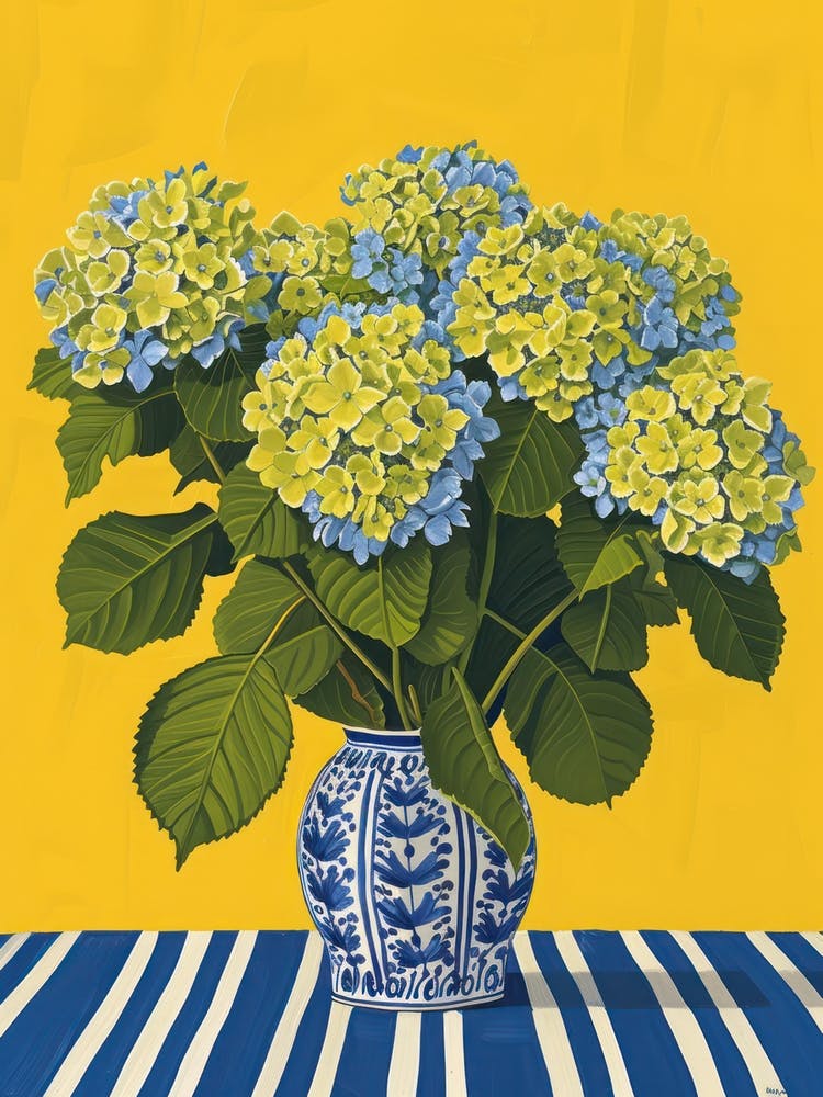 Hydrangea Flowers On A Table   Contemporary Illustration 4