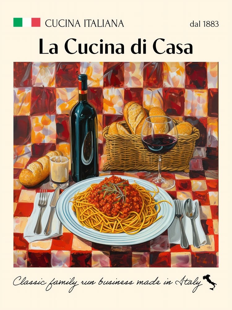 La Cucina Di Casa Trattoria Italian Poster Food Kitchen