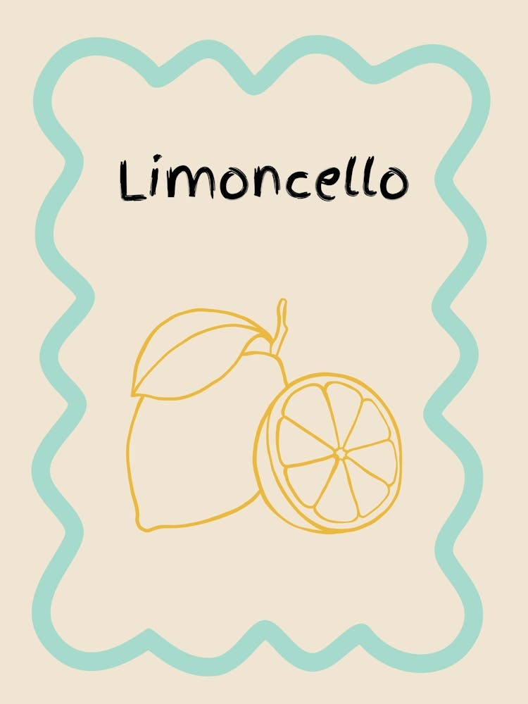 Limoncello Doodle Poster Teal & Orange