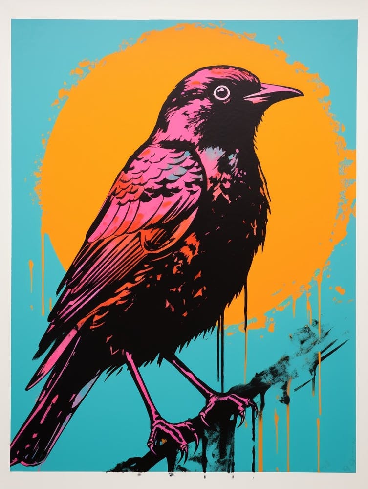 Andy Warhol Style Bird Blackbird 1