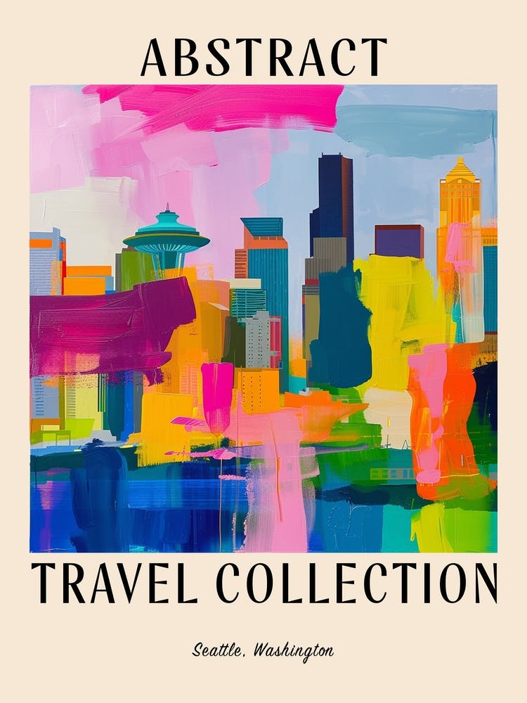 Abstract Travel Collection Poster Seattle Washington 2