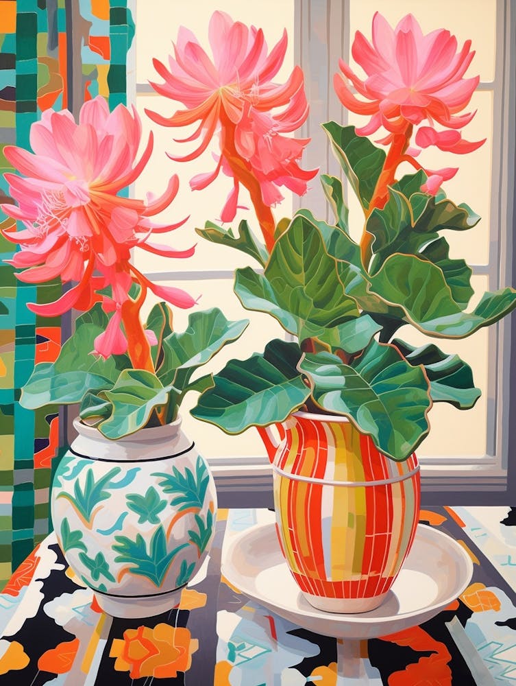 Peinture de Cactus - Nature Morte Maximaliste - Cactus de Pâques 3