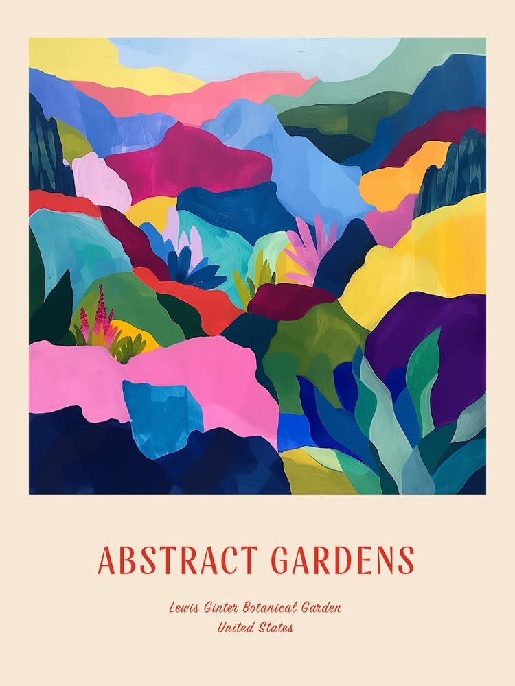 Colourful Gardens Lewis Ginter Botanical Garden Usa 4 Red Poster