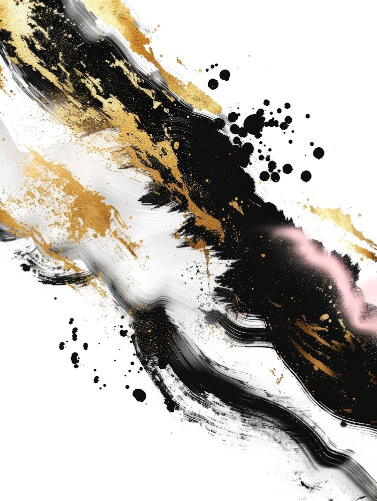 Abstract Gold And Black Painting 12