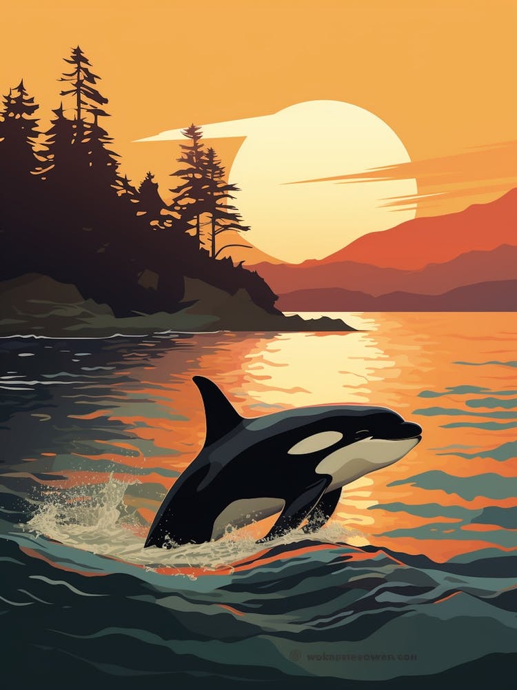 Graphic Design Drawing Of Orca Whale
