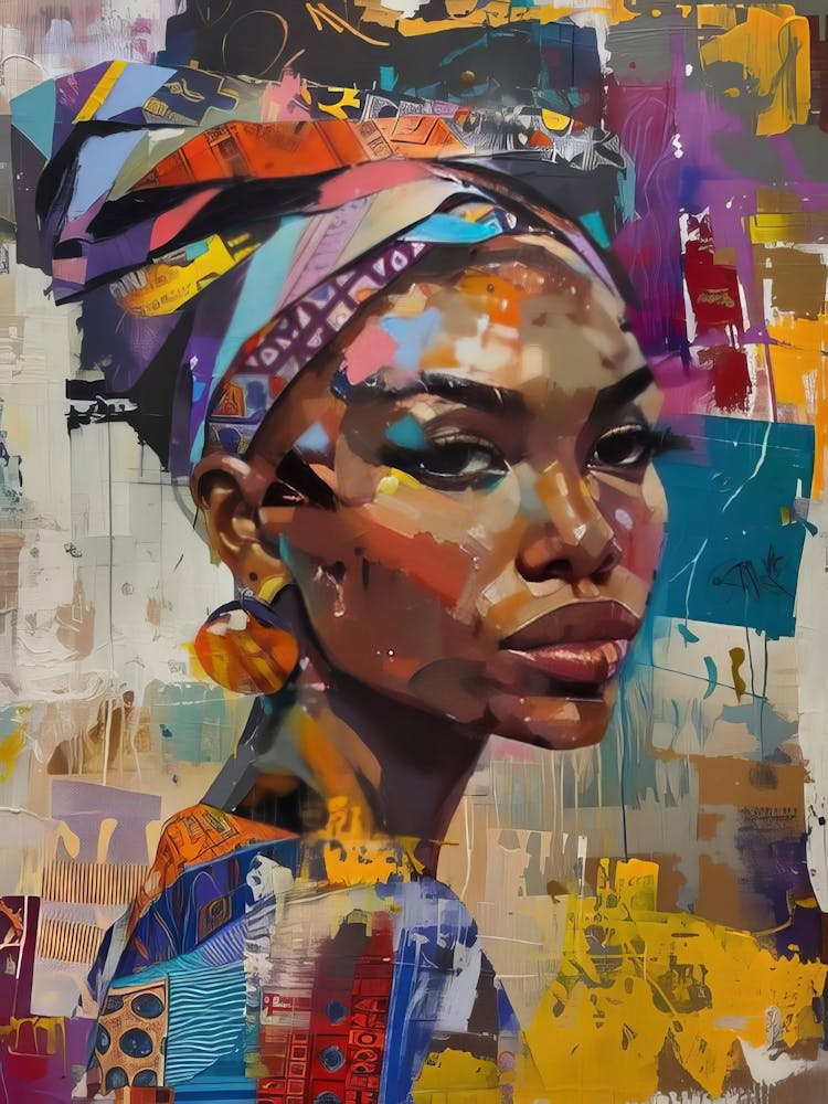 Eclectic Woman Painting Pop Art Large Wall Art Maximalist Painting Street Art Loft Wall Art Black Woman Portrait Printable Wall Art(1)