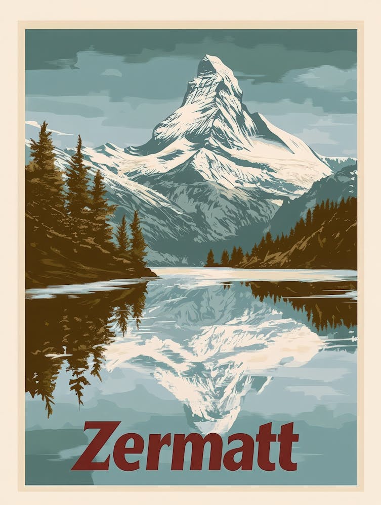 Aihrgdesign A Mid Century Modern Travel Poster For Zermatt 4